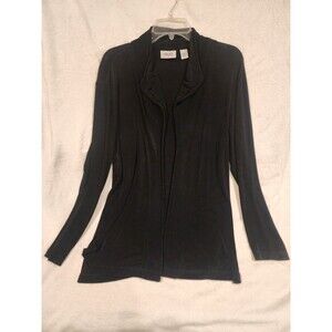 Black Cardigan Travelers Collection by Chicos Women Size 2 Long Sleeve 12/14 L
